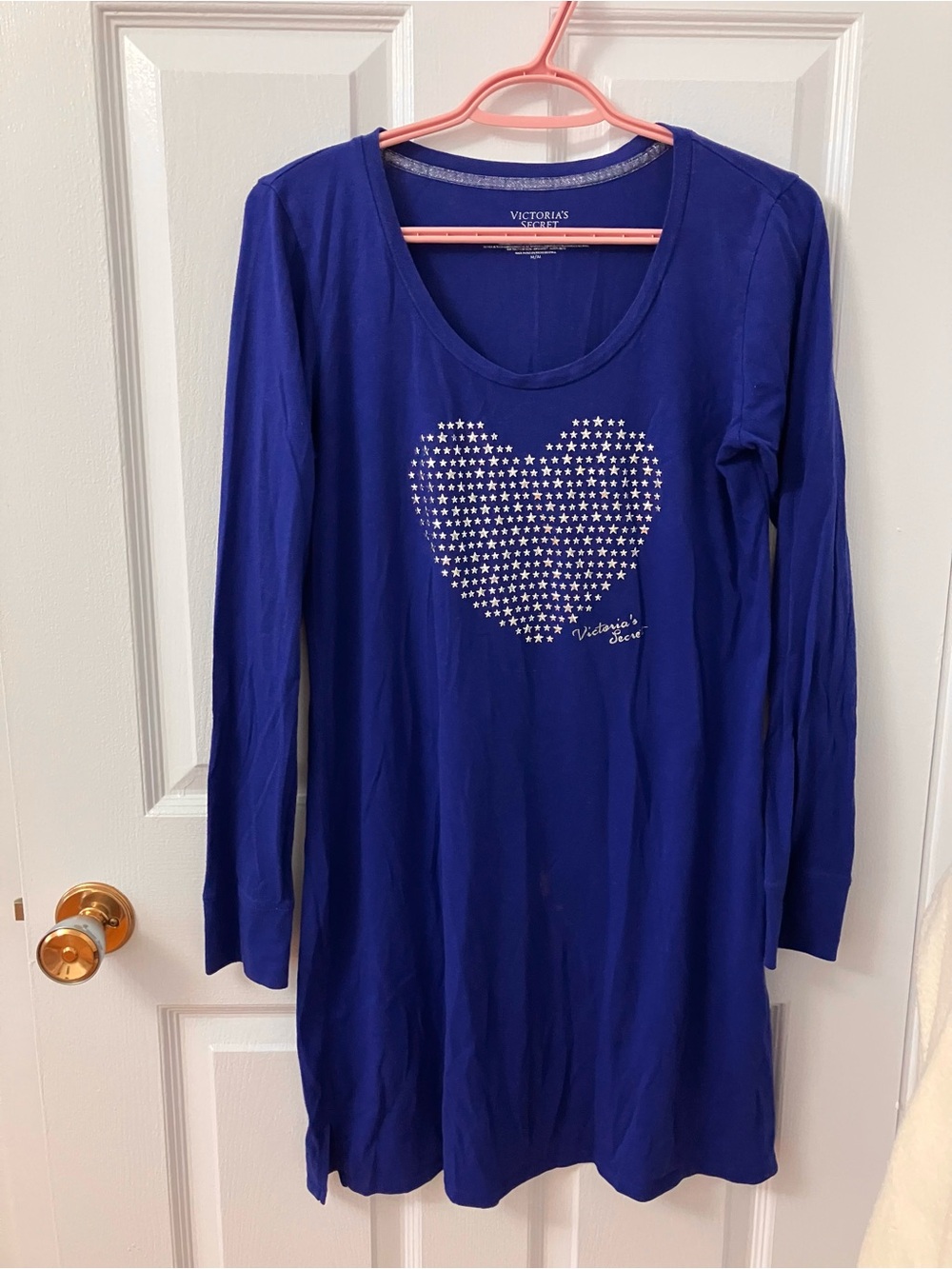 Victoria's Secret Royal Blue Long Sleeve Heart Tunic Pajama